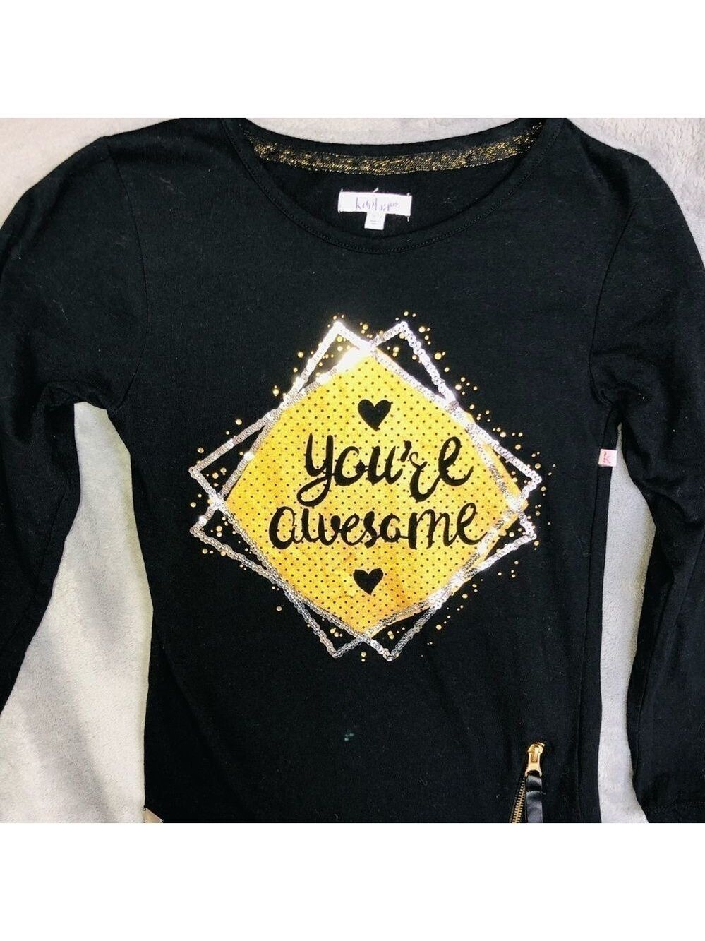 𝅺nwot Girls 10/12 Kooba Kids Graphic LS Shirt